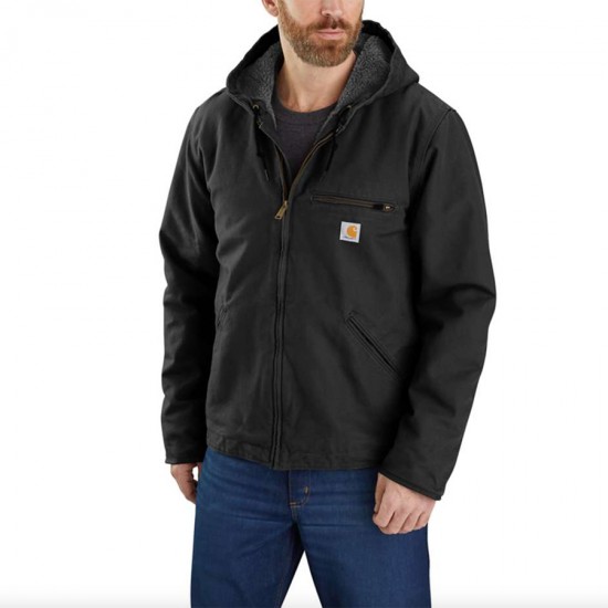 Washed Duck Sherpa Lined Jacket - Black