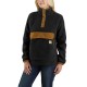 Relaxed Fit Snap Front Fleece Pullover - Black