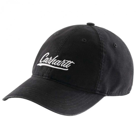 Canvas Script Graphic Cap - Black