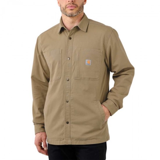 Carhartt Men's Fleece Lined, Snap Front, Canvas Shirt Jacket