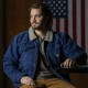 Luke Grimes, Yellowstone Denim Sherpa Lined Relaxed Fit Jacket