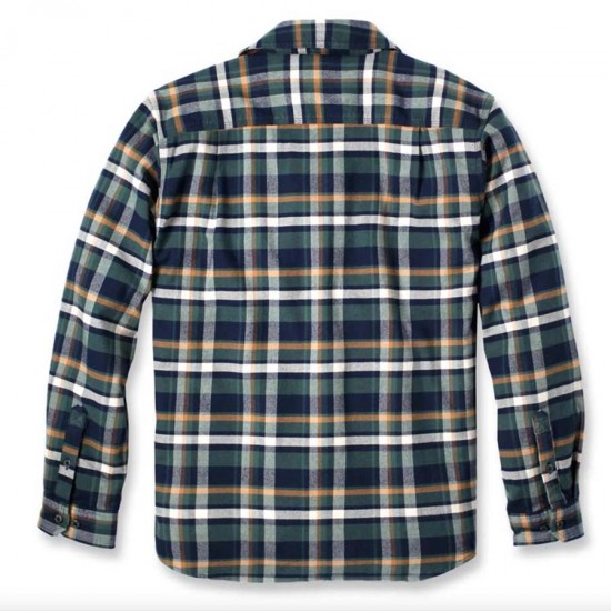 Medium Weight Plaid Flannel Shirt - Navy