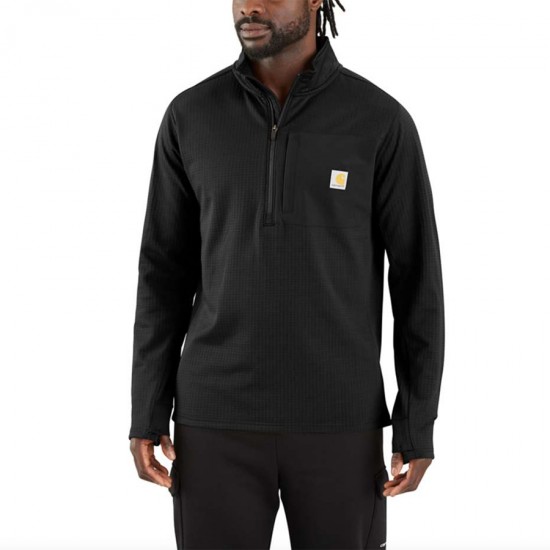 Half-Zip Long Sleeve T-Shirt - Black