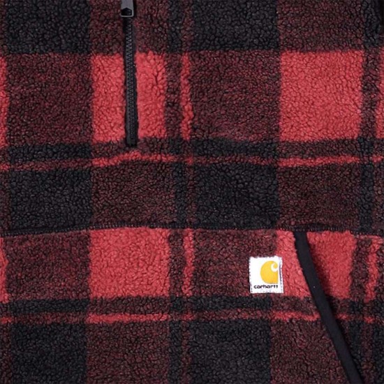 Loose Fit Fleece Pullover - Crabapple/Black Plaid