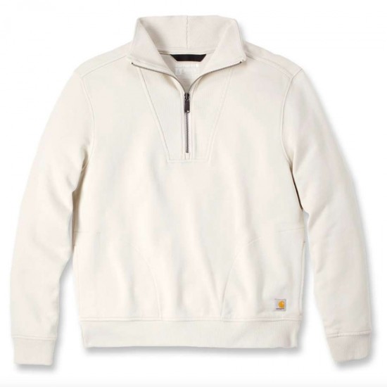 Lightweight Quarter Zip Tencel Sweatshirt - Oat Milk