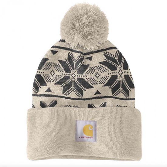 Women s Carhartt Pom Pom Jacquard Knit Beanie Hat