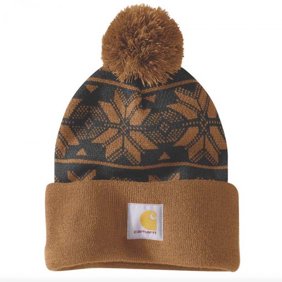 Jacquard Pom Pom Knit Beanie - 2 Colours