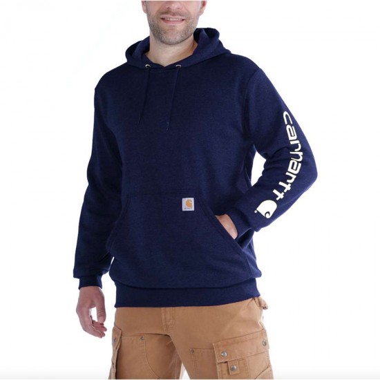 Sleeve Logo Midweight Hooded Sweatshirt - New Navy