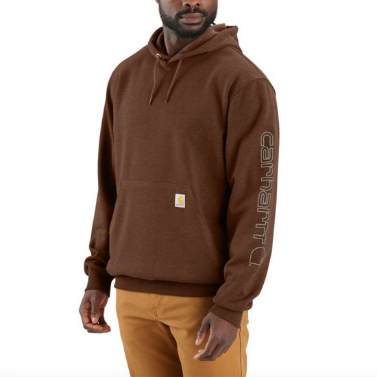 Sleeve Logo Midweight Hooded Sweatshirt - Mocha Heather