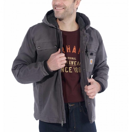 Men's Relaxed Fit Washed Duck Sherpa-Lined Utility Jacket